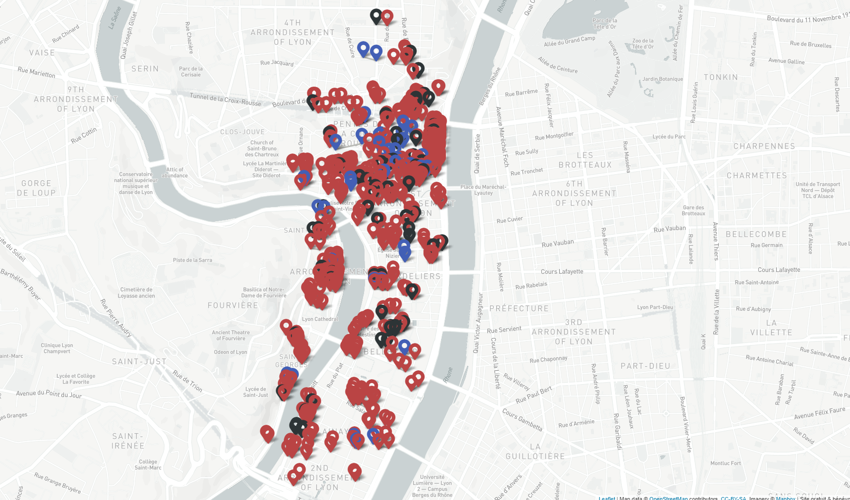 Carte des traboules lyonnaises